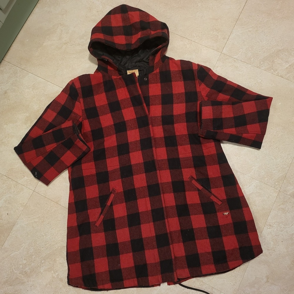 Levis Mens XL Wool Blend Buffalo Quilted Hooded Plaid Jacket Coat VERY RARE